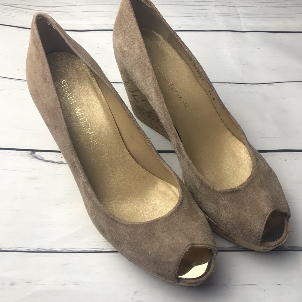 Stuart Weitzman | tan suede wedge heel